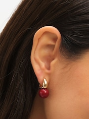 Jon Richard Gold Tone Red Bead Earrings - Image 2 of 4