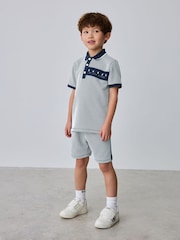 أزرق داكن - طقم من قميص بولو مزركش وشورت من Baker By Ted Baker - صورة 2 من 15