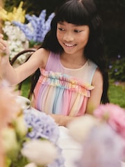 Rainbow Sleeveless Ruffle Mesh Party Dress (3-16yrs) - Image 3 of 3