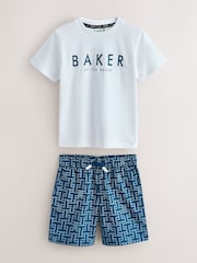 طقم تيشرت وشورت بطبعة كاملة باللون الأزرق من Baker by Ted Baker - صورة 13 من 18