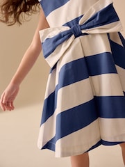 Blue Stripe Bow Occasion Dress (3-16yrs) - Image 4 of 4