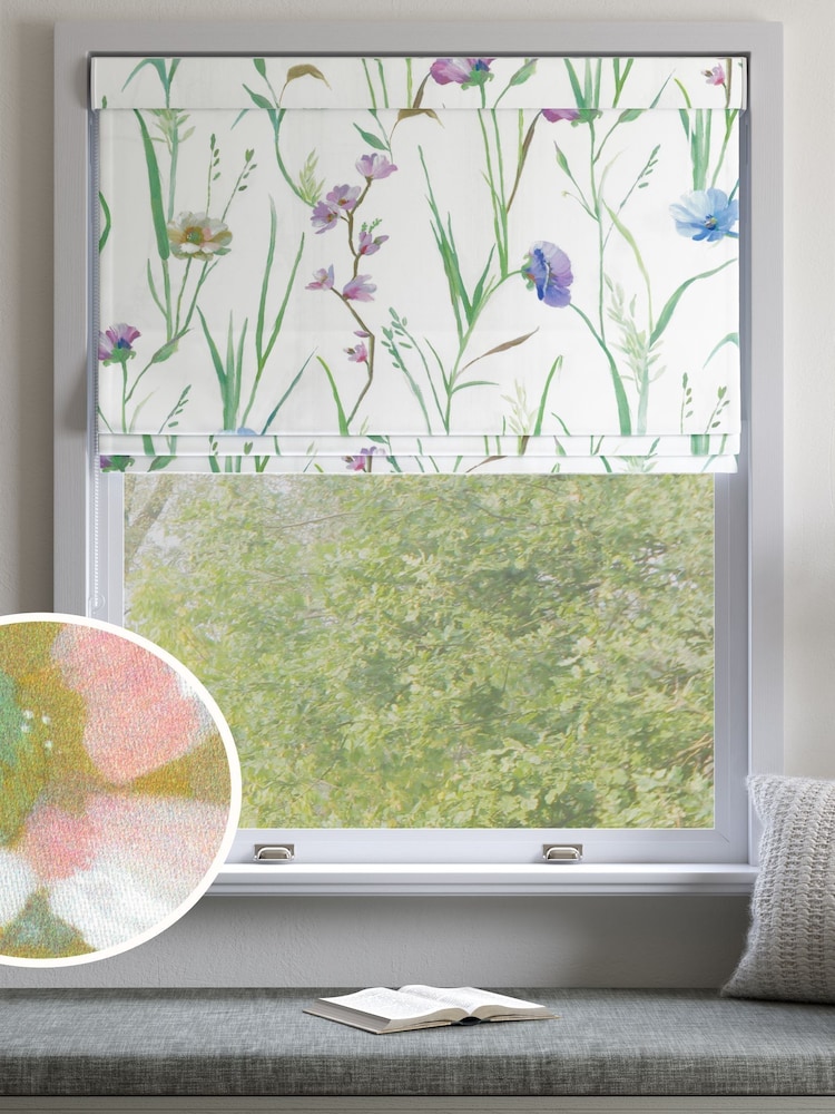 White Stem Floral Made to Measure Roman Blind - Image 1 of 6