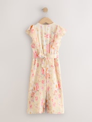 Yellow Floral Short Sleeve Pleated Ruffle Jumpsuit (3-16yrs) - Image 5 of 8