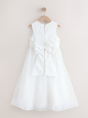 White Floral Embroidered Flower Bow Dress (3-16yrs) - Image 2 of 4