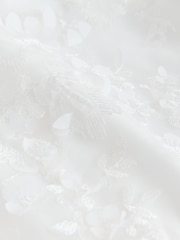 White Floral Embroidered Flower Bow Dress (3-16yrs) - Image 3 of 4