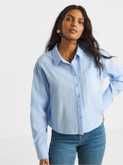 Simply Be Blue Striped Boxy Shirt - Image 1 of 4