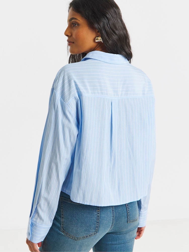 Simply Be Blue Striped Boxy Shirt - Image 2 of 4 Simply Be Blue Striped Boxy Shirt - Image 2 of 4