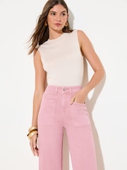 Friends Like These Pink Wide Leg Cropped Jeans - Image 2 of 5