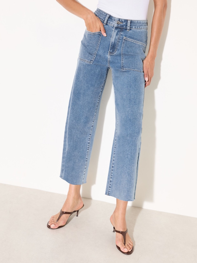 Friends Like These Mid Wash Wide Leg Cropped Jeans - Image 2 of 4