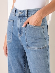 Friends Like These Mid Wash Wide Leg Cropped Jeans - Image 4 of 4