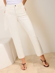 白色 - Friends Like These 九分直筒牛仔裤 - 5的图像1｝