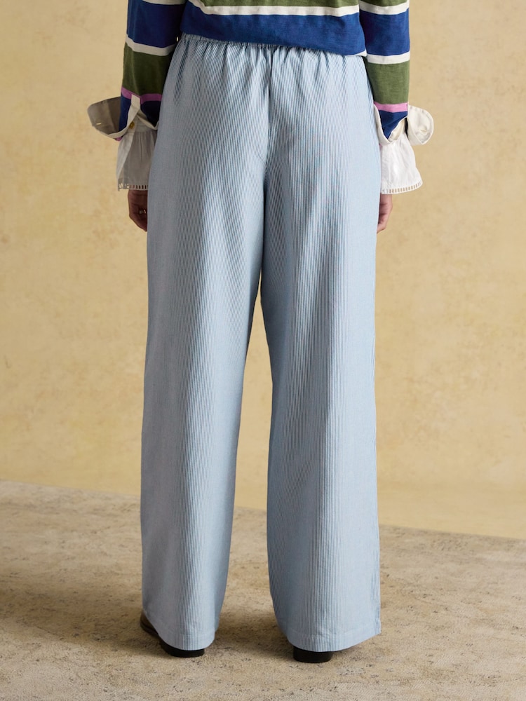 Joules Hallie Blue Pull On Cotton Trousers - Image 2 of 7 Joules Hallie Blue Pull On Cotton Trousers - Image 2 of 7
