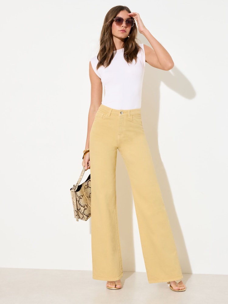 Friends Like These Buttermilk Yellow Everyday Wide Leg Jeans - Image 1 of 4