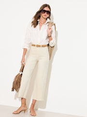 Friends Like These Cream Wide Leg Cropped Jeans - Image 1 of 5