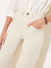 Friends Like These Cream Wide Leg Cropped Jeans - Image 5 of 5