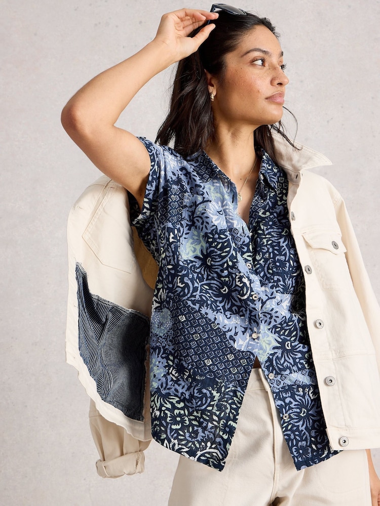 White Stuff Blue Ellie Cotton Shirt - Image 2 of 6