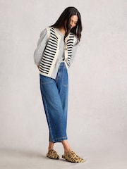 White Stuff Blue Sienna Stripe Button Tank Cardigan - Image 1 of 6