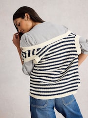 White Stuff Blue Sienna Stripe Button Tank Cardigan - Image 3 of 6