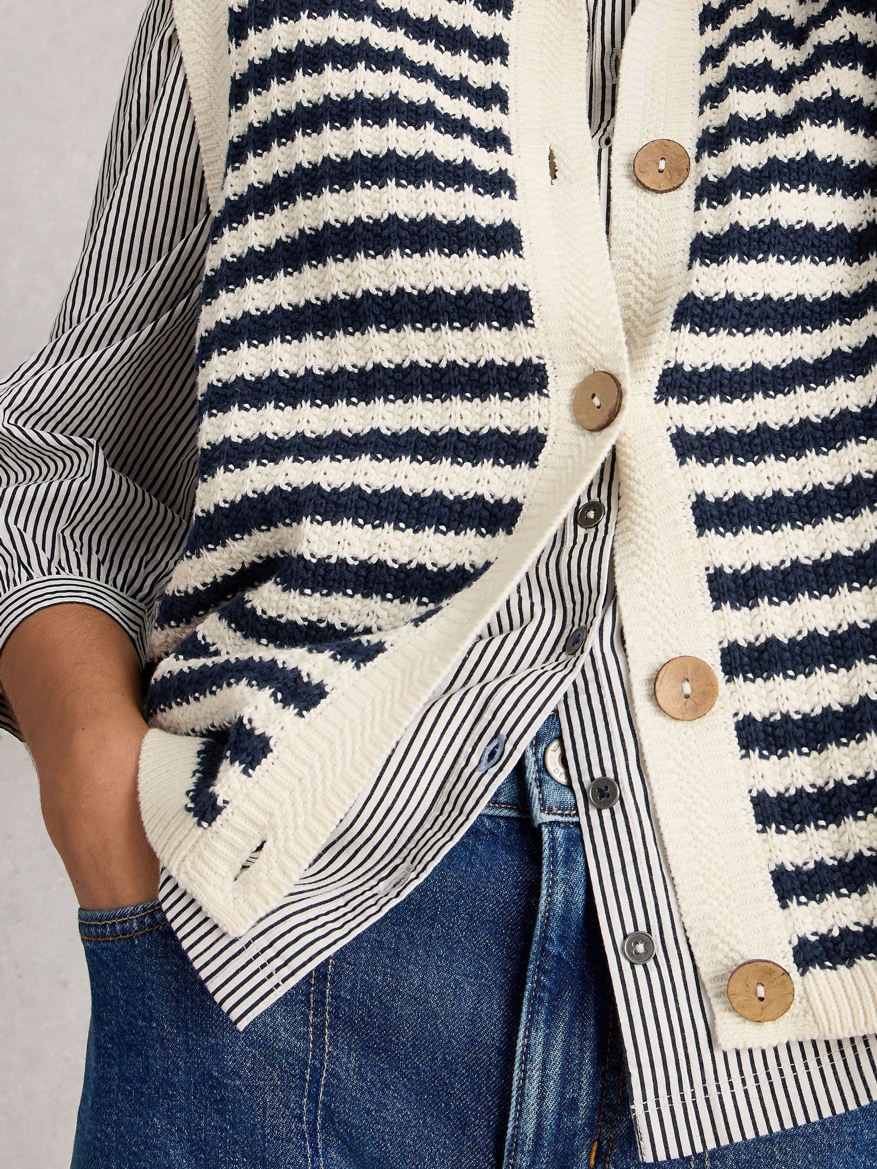 Buy White Stuff Blue Sienna Stripe Button Tank Cardigan from Next USA