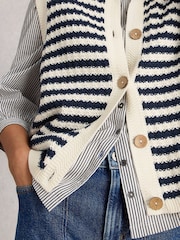 White Stuff Blue Sienna Stripe Button Tank Cardigan - Image 4 of 6