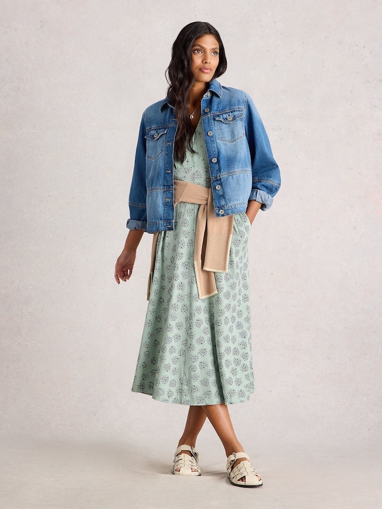 White Stuff Green Megan Jersey Dress - Image 1 of 6