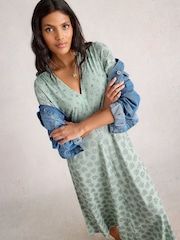 White Stuff Green Megan Jersey Dress - Image 4 of 6