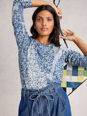 White Stuff Blue Print Jumper - Image 1 of 6