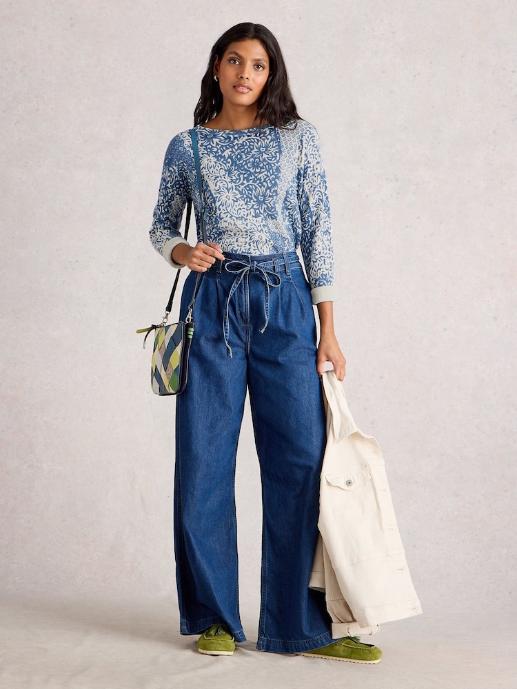 White Stuff Blue Print Jumper - Image 2 of 6