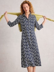 White Stuff Blue Rua Jersey Shirt Dress - Image 1 of 6