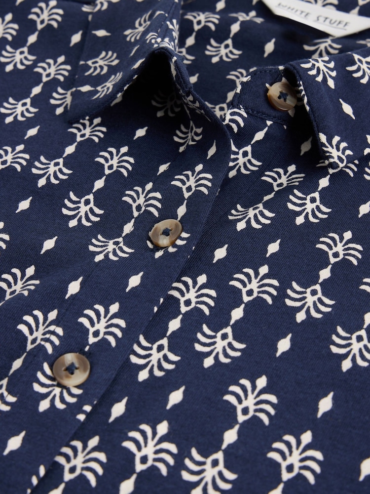 White Stuff Blue Rua Jersey Shirt Dress - Image 6 of 6