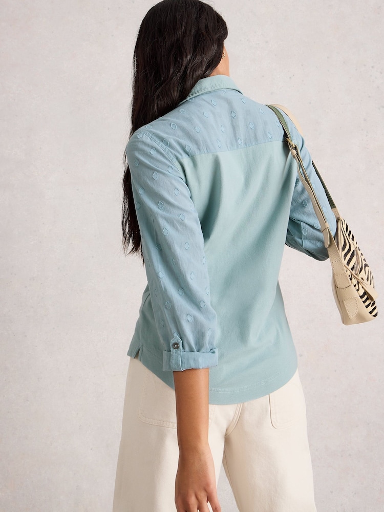 White Stuff Green Annie Mix Jersey Shirt - Image 2 of 6
