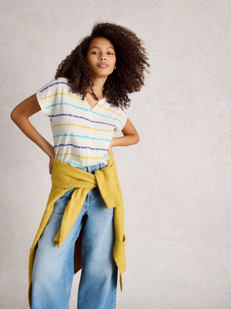 Camiseta listrada com decote Nelly Notch da White Stuff - Imagem 1 de 6