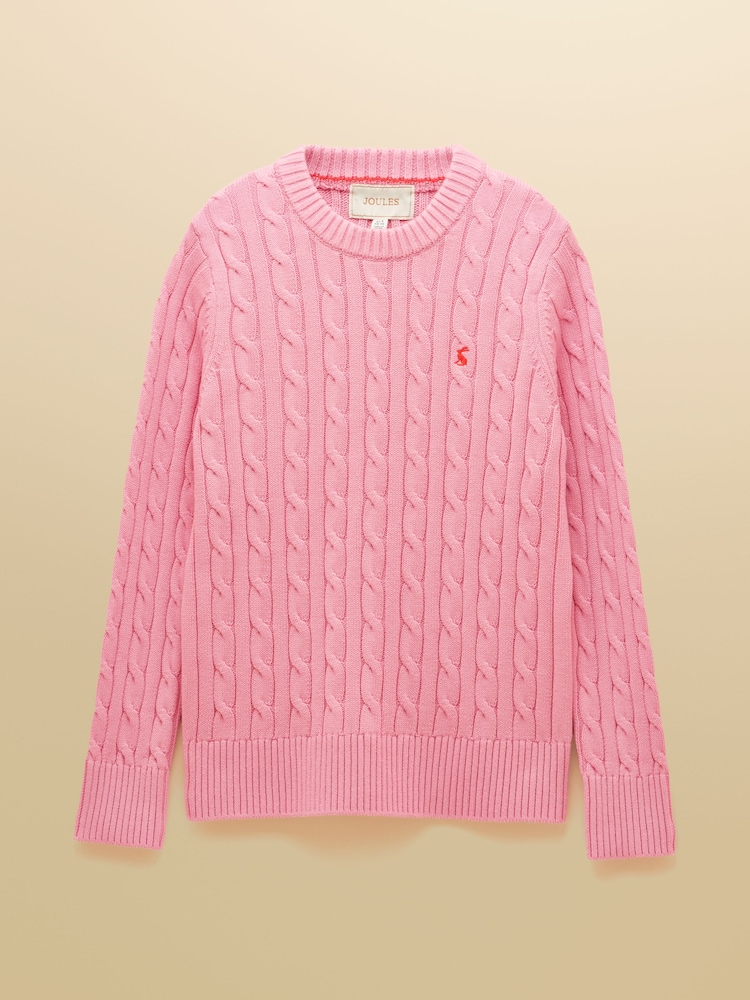 Joules Classic Cable Pink Cotton Crew Neck Jumper - Image 11 of 11 Joules Classic Cable Pink Cotton Crew Neck Jumper - Image 11 of 11