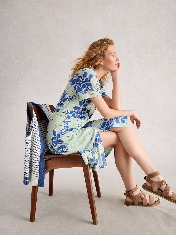 White Stuff Blue Ria Jersey Shirt Dress - Image 2 of 6
