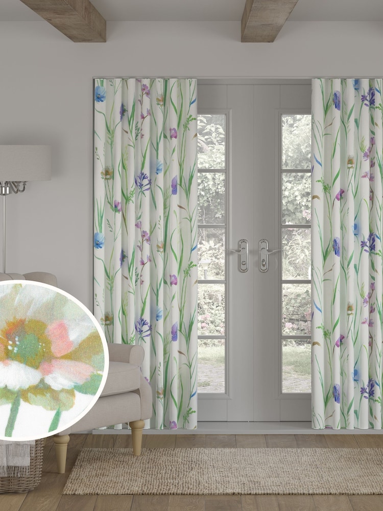 White Stem Floral Made to Measure Curtains - Image 1 of 9