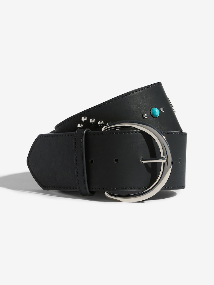 Lipsy Black Studded Chunky Belt - Image 1 of 3