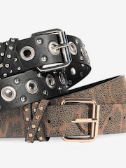 Lipsy Leopard Print and Studded Belts 2 Pack - Image 4 of 5