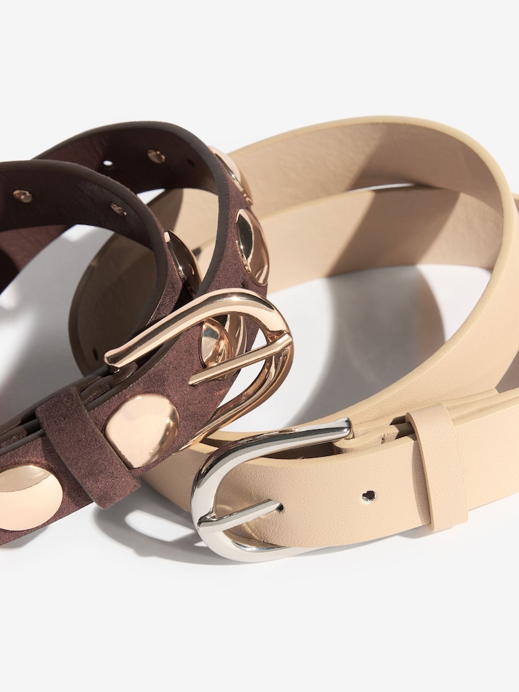 Friends Like These Choc and Cream Studded Belts 2 Pack - Image 5 of 5