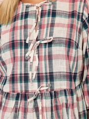 Yours Curve Natural Short Sleeve Check Tie Front Top - Image 4 of 5