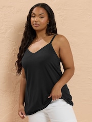 Yours Curve Black Ribbed Swing Cami - Image 1 of 5