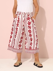 Yours Curve Red Woven Midaxi Culottes - Image 1 of 5