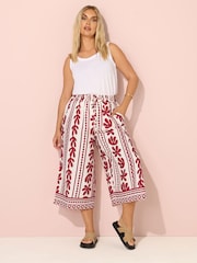 Yours Curve Red Woven Midaxi Culottes - Image 2 of 5