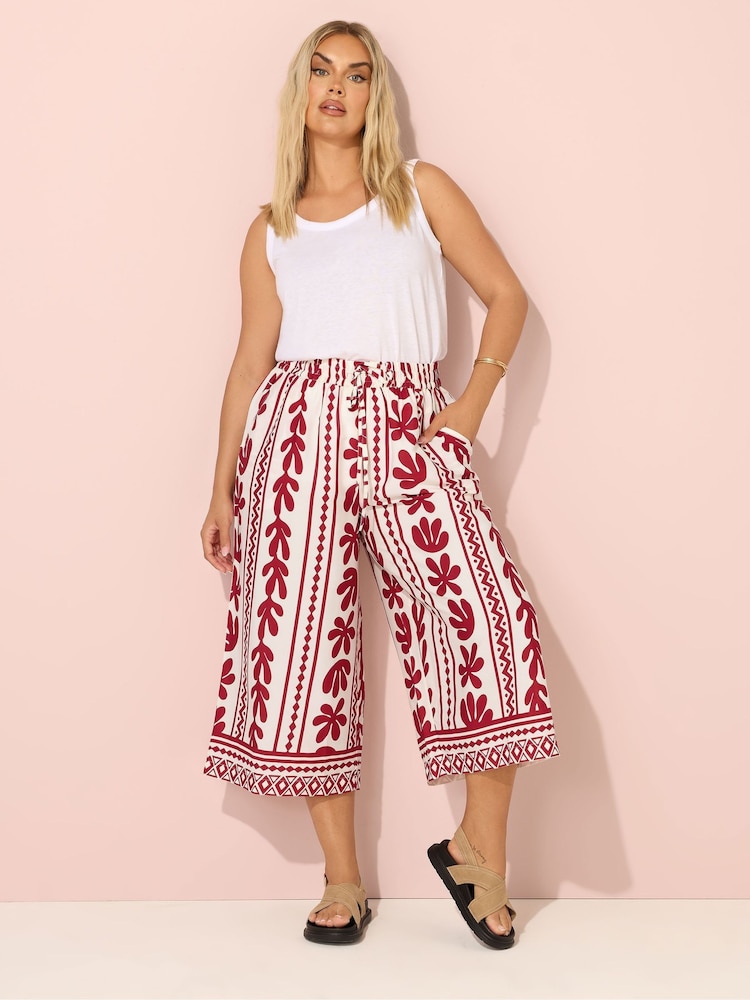 Yours Curve Red Woven Midaxi Culottes - Image 2 of 5