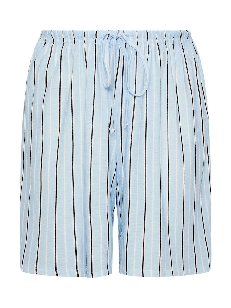 Yours Curve Blue Stripe Shorts - Image 5 of 5