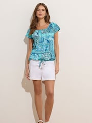 M&Co Blue Tie Hem Scoop Neck Top - Image 2 of 6