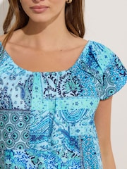 M&Co Blue Tie Hem Scoop Neck Top - Image 5 of 6