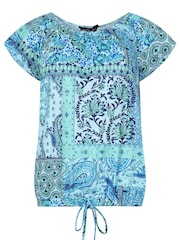 M&Co Blue Tie Hem Scoop Neck Top - Image 6 of 6