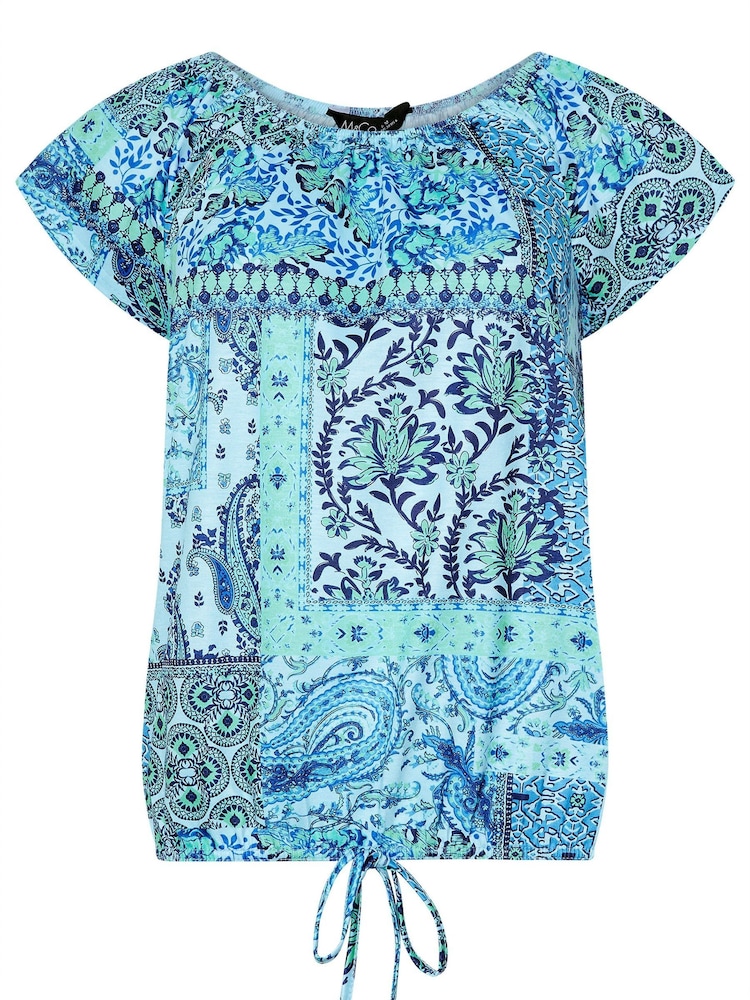 M&Co Blue Tie Hem Scoop Neck Top - Image 6 of 6