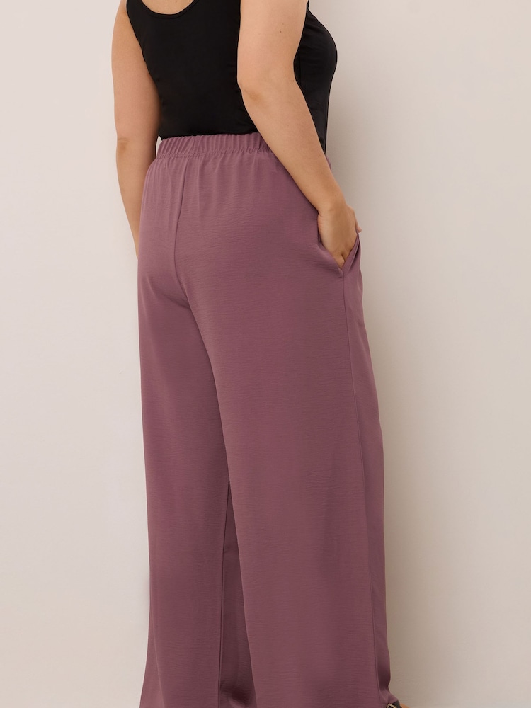 Yours Curve Purple Washed Twill Wide Leg Trousers - Image 2 of 5