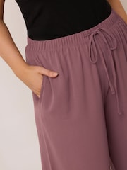Yours Curve Purple Washed Twill Wide Leg Trousers - Image 4 of 5